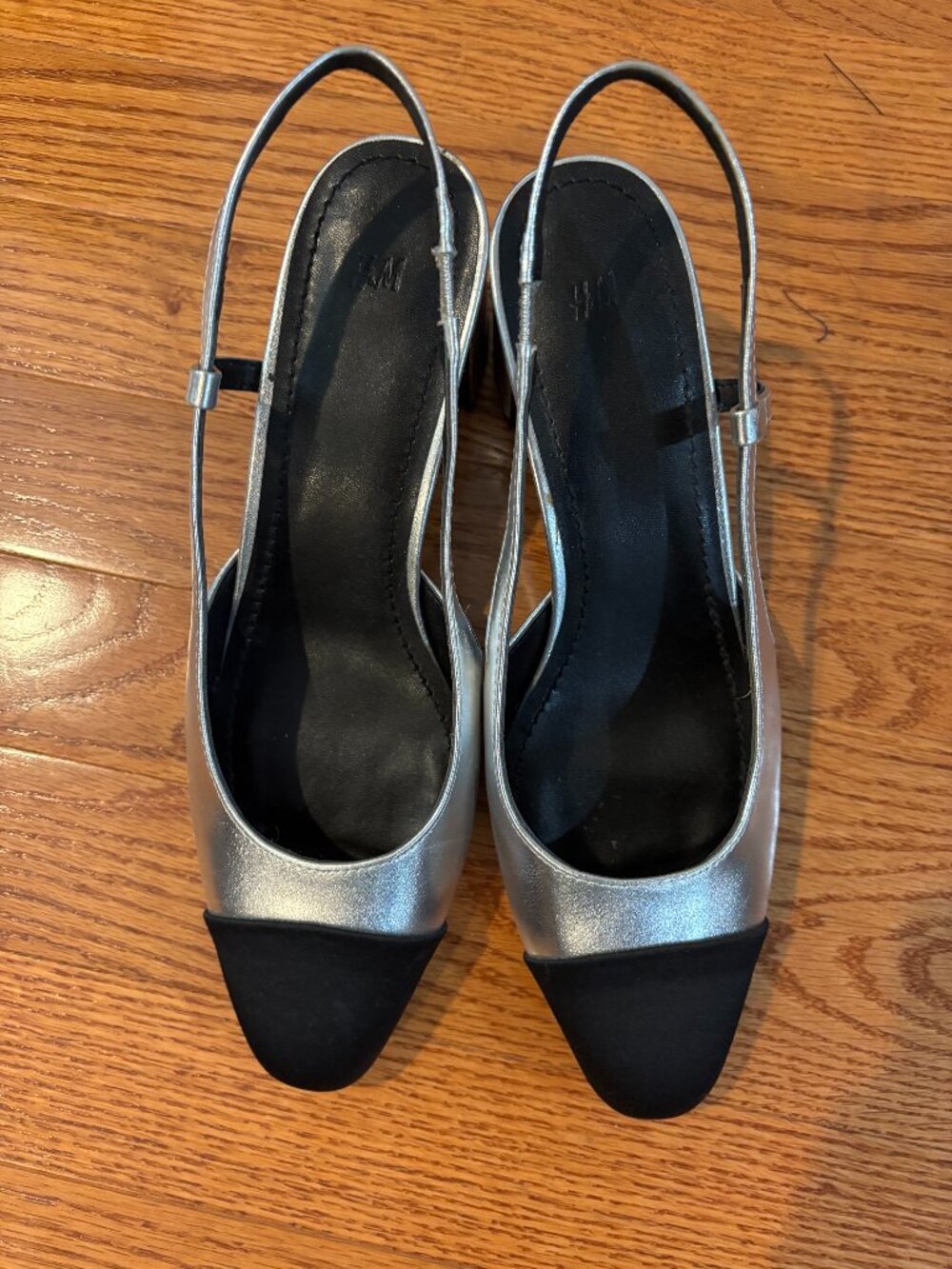 H&M two tone slingbacks with block heel; size US 7.5